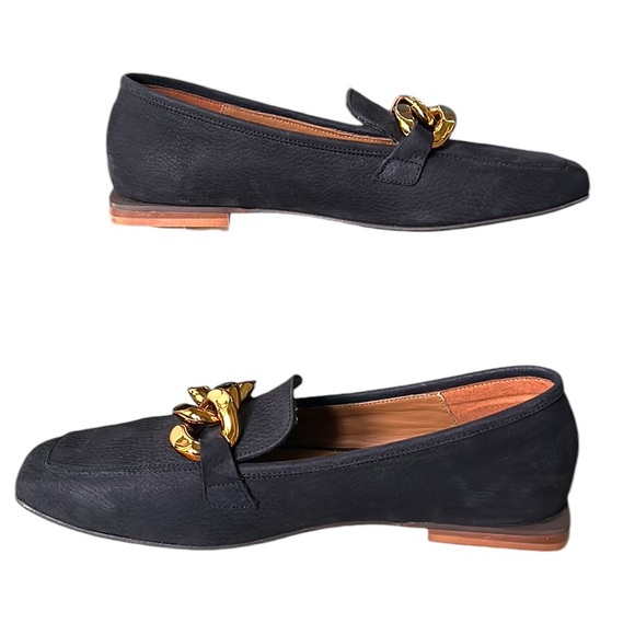 NEW Pedro Anton Black Gold Chain Link Suede Leather Loafers - 9.5 / 10 - Picture 4 of 16